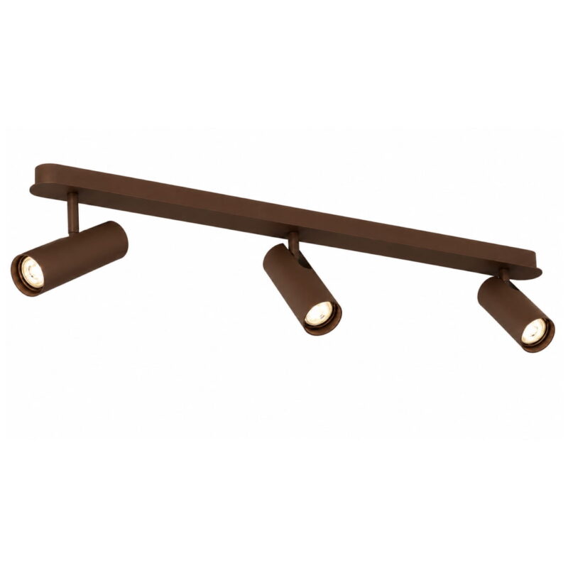 lensa brown 3 lamp bar spotlight, adjustable heads, steel, gu10, 100cm length