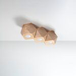 Wudi Hexagon Ceiling Light, Natural Wood, GU10, 3 Lamp, 36cm Wide