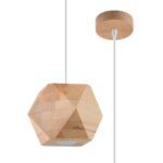 Wudi Hexagon Pendant Lamp, Natural Wood, GU10, 1 Light, 12cm Wide