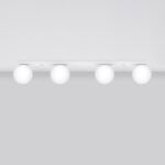 Olie 4 Light Ceiling Lamp, White Metal, White Glass,  88cm Length