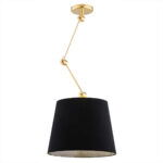 Zak Plus, Brass Adjustable Pendant Light, Black Velvet Fabric Shade, 40cm Width