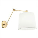 Zak Brass Extendable Wall Light, White Fabric Shade, 30cm Width