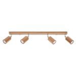 Zyk Wood Ceiling Spotlight Bar, 4 Light, Oak, GU10, 80CM Length