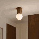 Foltant IP44 Ceiling Lamp, Dark Wood, Opal Glass, 1 Light, 12cm Diameter
