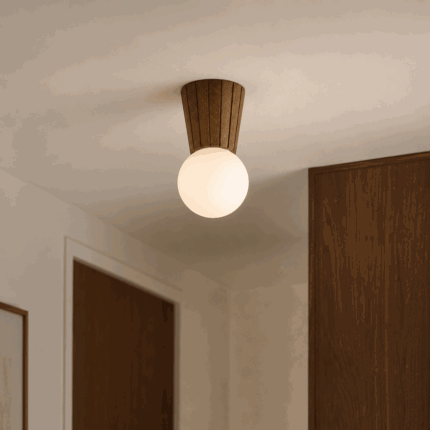 foltant ceiling lamp, dark wood, opal glass, 1 light, 12cm diameter