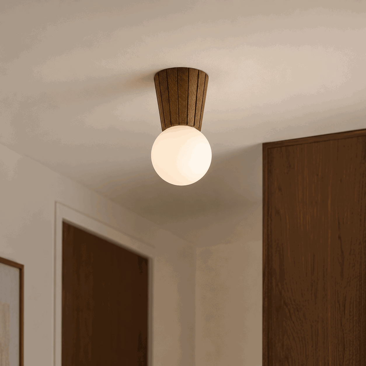 foltant ceiling lamp, dark wood, opal glass, 1 light, 12cm diameter foltant ceiling lamp, dark wood, opal glass, 1 light, 12cm diameter