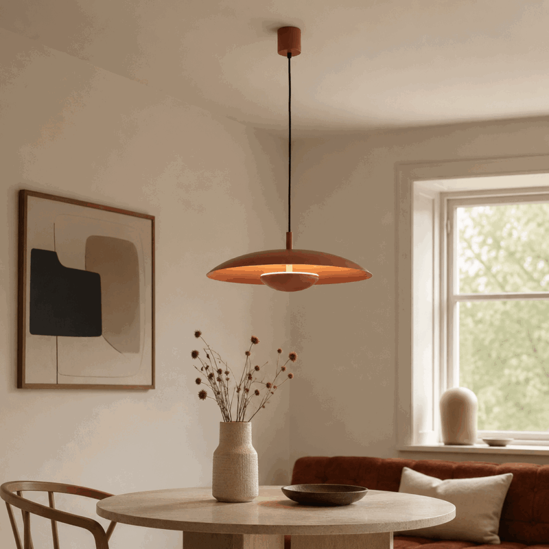 bolan terracotta led pendant lamp, 12.5w, 3000k, steel, 42cm diameter