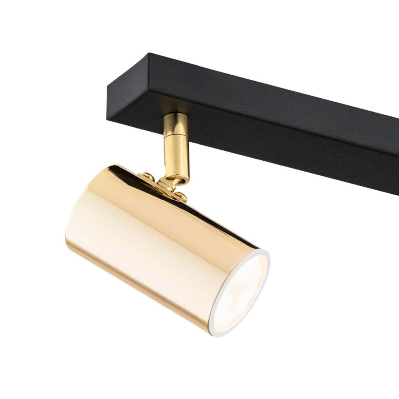 agos adjustable ceiling spotlight, 2 lamp, brass & black, 35cm wide