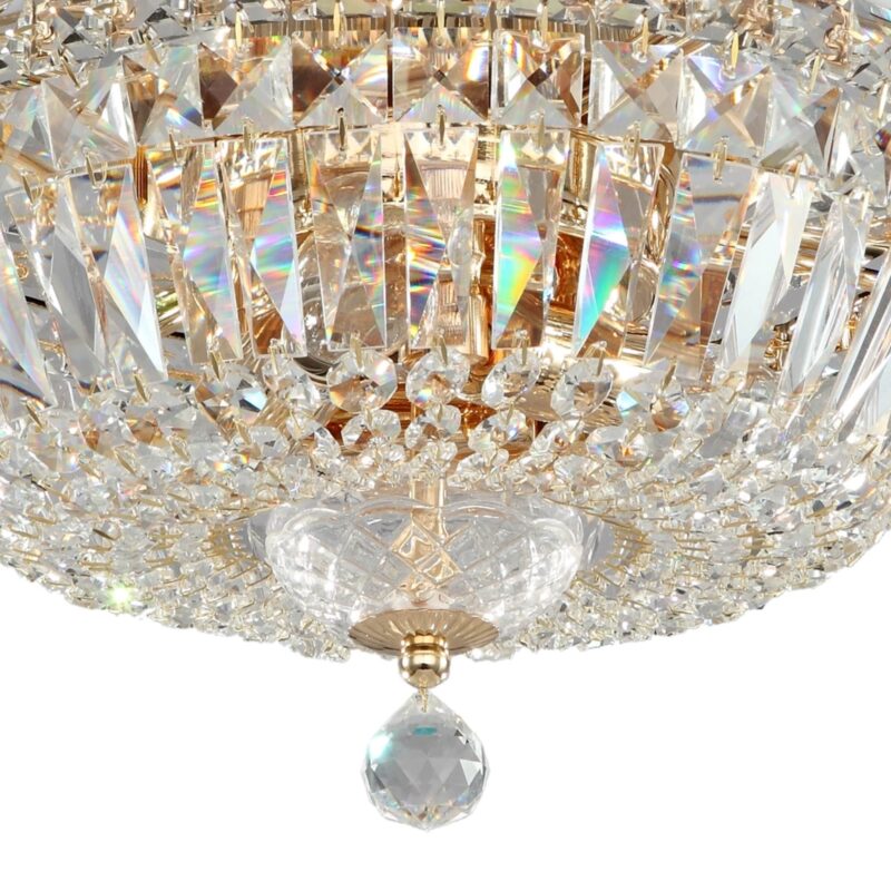 basfor crystal flush ceiling lamp, 3 light, gold, clear 30cm wide