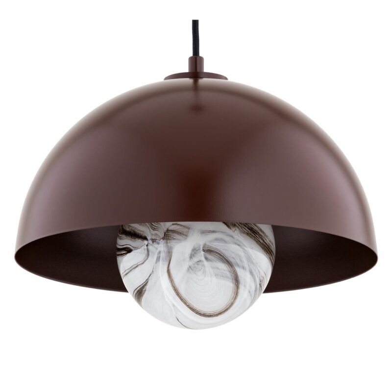 lava chocolate brown pendant lamp, white marble glass, 1 light, 27cm width