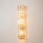 Facet Long Wall Light, Gold Metal, Crystal Glass, 3 Lamp, 75.2cm Height